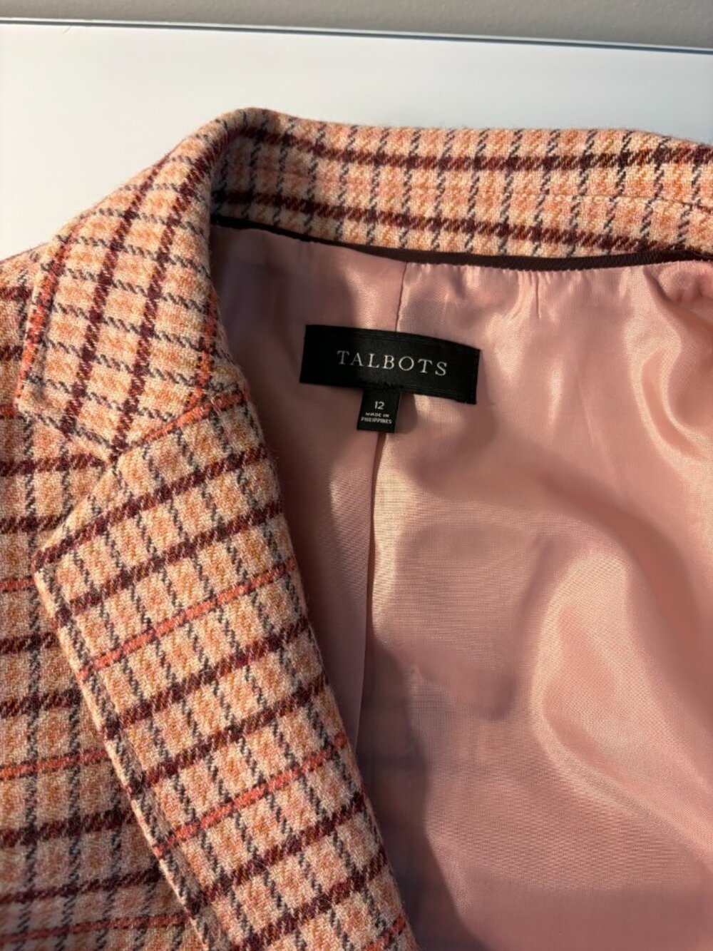 Talbots Wool Blend Plaid Blazer Size 12 Crest Button Lined Academic Equestrian - Picture 14 of 15
